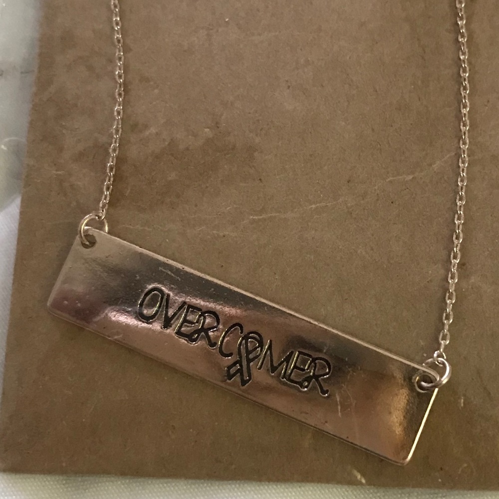 CANCER SURVIVOR silver bar necklace.